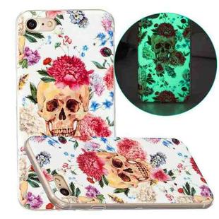 For iPhone SE 2022 / SE 2020 / 8 / 7 Luminous TPU Pattern Soft Protective Case(Red Flower Skull)