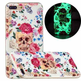 Luminous TPU Pattern Soft Protective Case For iPhone 8 Plus / 7 Plus(Red Flower Skull)