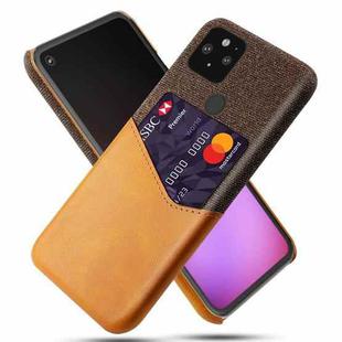 For Google Pixel 5 Cloth Texture PC + PU Leather Back Cover Shockproof Case with Card Slot(Orange)