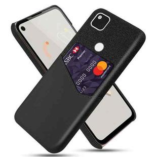 For Google Pixel 4a Cloth Texture PC + PU Leather Back Cover Shockproof Case with Card Slot(Black)