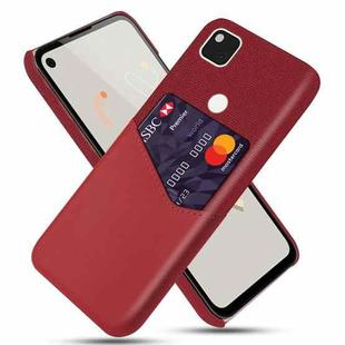 For Google Pixel 4a Cloth Texture PC + PU Leather Back Cover Shockproof Case with Card Slot(Red)