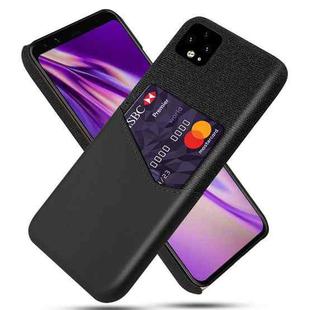 For Google Pixel 4 XL Cloth Texture PC + PU Leather Back Cover Shockproof Case with Card Slot(Black)