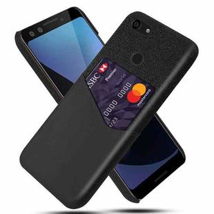 For Google Pixel 3 Cloth Texture PC + PU Leather Back Cover Shockproof Case with Card Slot(Black)