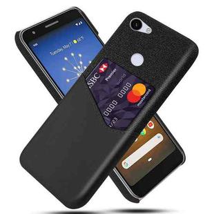 For Google Pixel 3a Cloth Texture PC + PU Leather Back Cover Shockproof Case with Card Slot(Black)