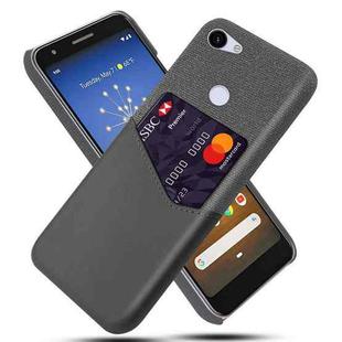 For Google Pixel 3a Cloth Texture PC + PU Leather Back Cover Shockproof Case with Card Slot(Grey)