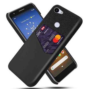 For Google Pixel 3a XL Cloth Texture PC + PU Leather Back Cover Shockproof Case with Card Slot(Black)