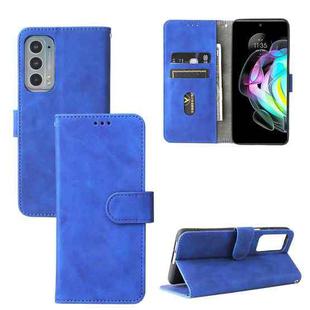 For Motorola Edge 20 Solid Color Skin Feel Magnetic Buckle Horizontal Flip Calf Texture PU Leather Case with Holder & Card Slots & Wallet(Blue)