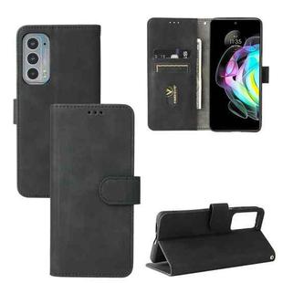 For Motorola Edge 20 Solid Color Skin Feel Magnetic Buckle Horizontal Flip Calf Texture PU Leather Case with Holder & Card Slots & Wallet(Black)