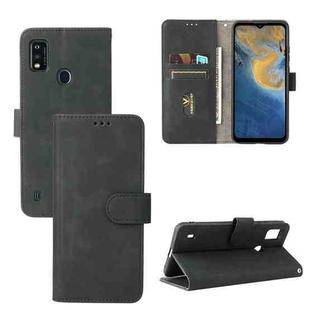 For ZTE Blade A51 Solid Color Skin Feel Magnetic Buckle Horizontal Flip Calf Texture PU Leather Case with Holder & Card Slots & Wallet(Black)