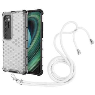 For Xiaomi Mi 10 Ultra Shockproof Honeycomb PC + TPU Case with Neck Lanyard(White)