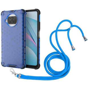 For Xiaomi Mi 10T Lite 5G Shockproof Honeycomb PC + TPU Case with Neck Lanyard(Blue)