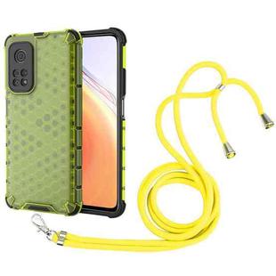 For Xiaomi Mi 10T / 10T Pro Shockproof Honeycomb PC + TPU Case with Neck Lanyard(Green)