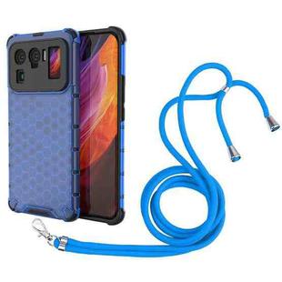 For Xiaomi Mi 11 Ultra Shockproof Honeycomb PC + TPU Case with Neck Lanyard(Blue)