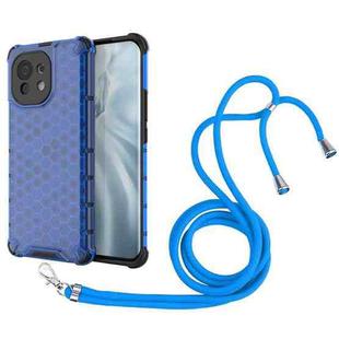 For Xiaomi Mi 11 Shockproof Honeycomb PC + TPU Case with Neck Lanyard(Blue)