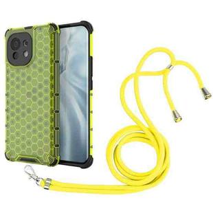 For Xiaomi Mi 11 Shockproof Honeycomb PC + TPU Case with Neck Lanyard(Green)