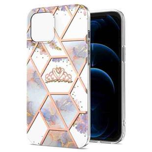 For iPhone 13 Pro Max Electroplating Splicing Marble Flower Pattern TPU Shockproof Case (Crown)