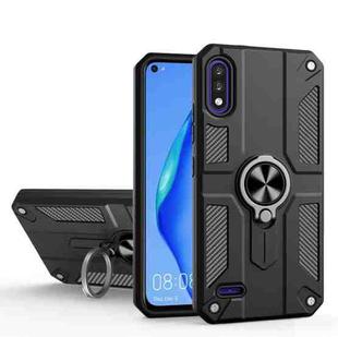 For LG K22 Carbon Fiber Pattern PC + TPU Protective Case with Ring Holder(Black)