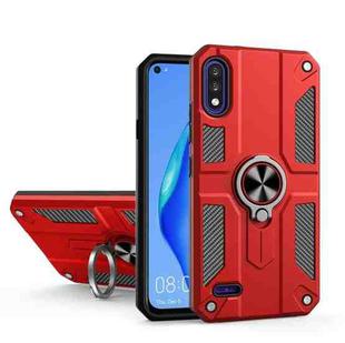 For LG K22 Carbon Fiber Pattern PC + TPU Protective Case with Ring Holder(Red)