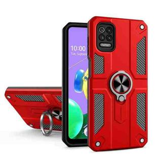 For LG K62 Carbon Fiber Pattern PC + TPU Protective Case with Ring Holder(Red)