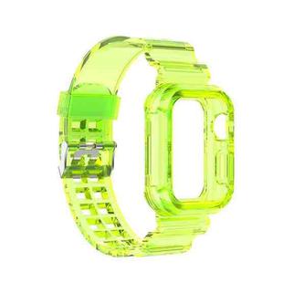 Silicone Integrated Watch Band For Apple Watch Series 8&7 45mm / SE 2&6&SE&5&4 44mm / 3&2&1 42mm(Transparent Yellow)