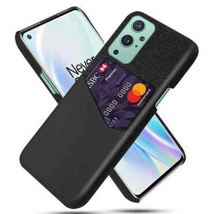 For OnePlus 9 Cloth Texture PC + PU Leather Back Cover Shockproof Case with Card Slot(Black)