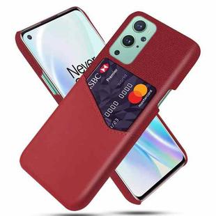 For OnePlus 9 Cloth Texture PC + PU Leather Back Cover Shockproof Case with Card Slot(Red)