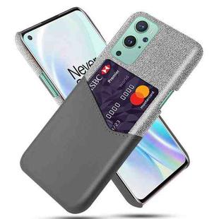 For OnePlus 9 Cloth Texture PC + PU Leather Back Cover Shockproof Case with Card Slot(Grey)