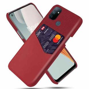 For OnePlus Nord N100 Cloth Texture PC + PU Leather Back Cover Shockproof Case with Card Slot(Red)