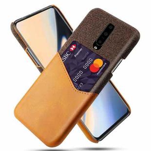For OnePlus 7 Cloth Texture PC + PU Leather Back Cover Shockproof Case with Card Slot(Orange)
