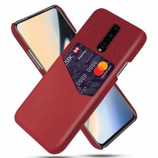 For OnePlus 7 Pro Cloth Texture PC + PU Leather Back Cover Shockproof Case with Card Slot(Red)
