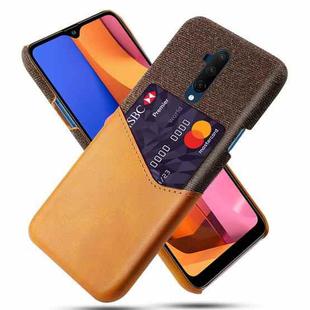 For OnePlus 7T Pro Cloth Texture PC + PU Leather Back Cover Shockproof Case with Card Slot(Orange)
