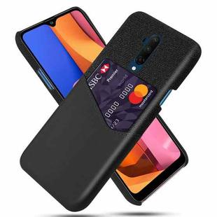 For OnePlus 7T Pro Cloth Texture PC + PU Leather Back Cover Shockproof Case with Card Slot(Black)