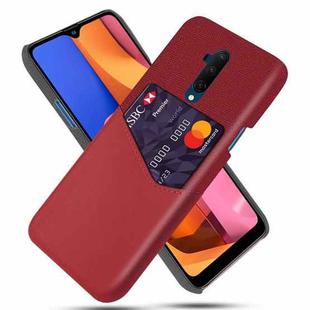 For OnePlus 7T Pro Cloth Texture PC + PU Leather Back Cover Shockproof Case with Card Slot(Red)