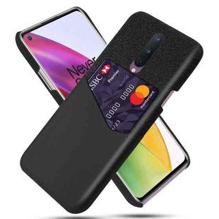 For OnePlus 8 Cloth Texture PC + PU Leather Back Cover Shockproof Case with Card Slot(Black)