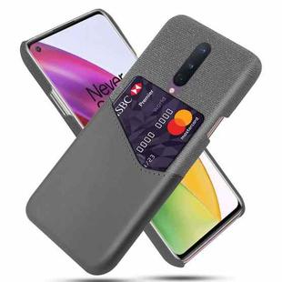 For OnePlus 8 Cloth Texture PC + PU Leather Back Cover Shockproof Case with Card Slot(Grey)