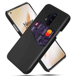 For OnePlus 8 Pro Cloth Texture PC + PU Leather Back Cover Shockproof Case with Card Slot(Black)