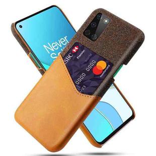 For OnePlus 8T Cloth Texture PC + PU Leather Back Cover Shockproof Case with Card Slot(Orange)