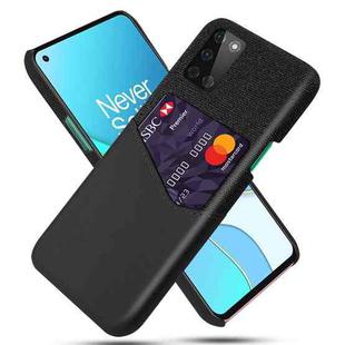 For OnePlus 8T Cloth Texture PC + PU Leather Back Cover Shockproof Case with Card Slot(Black)