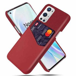 For OnePlus 9 Pro Cloth Texture PC + PU Leather Back Cover Shockproof Case with Card Slot(Red)