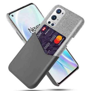 For OnePlus 9 Pro Cloth Texture PC + PU Leather Back Cover Shockproof Case with Card Slot(Grey)