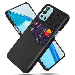 For OnePlus 9R Cloth Texture PC + PU Leather Back Cover Shockproof Case with Card Slot(Black)