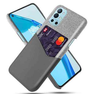 For OnePlus 9R Cloth Texture PC + PU Leather Back Cover Shockproof Case with Card Slot(Grey)