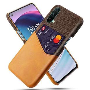 For OnePlus Nord CE 5G Cloth Texture PC + PU Leather Back Cover Shockproof Case with Card Slot(Orange)