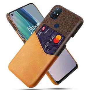 For OnePlus Nord N10 5G Cloth Texture PC + PU Leather Back Cover Shockproof Case with Card Slot(Orange)