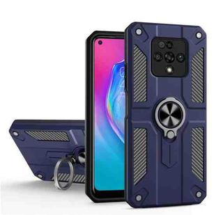 For Tecno Camon 16 Premier Carbon Fiber Pattern PC + TPU Protective Case with Ring Holder(Blue)