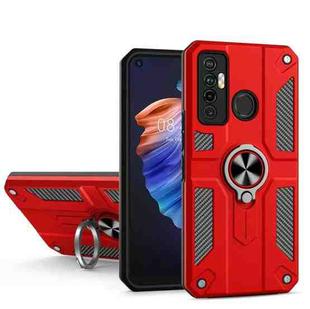 For Tecno Camon 17 Carbon Fiber Pattern PC + TPU Protective Case with Ring Holder(Red)