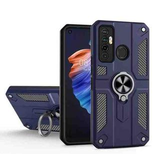 For Tecno Camon 17 Carbon Fiber Pattern PC + TPU Protective Case with Ring Holder(Blue)