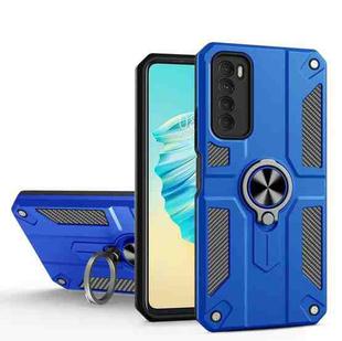 For Tecno Camon 17 Pro Carbon Fiber Pattern PC + TPU Protective Case with Ring Holder(Dark Blue)
