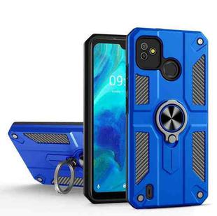 For Tecno Pop 5 Carbon Fiber Pattern PC + TPU Protective Case with Ring Holder(Dark Blue)