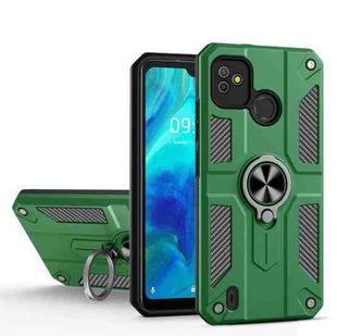 For Tecno Pop 5 Carbon Fiber Pattern PC + TPU Protective Case with Ring Holder(Green)